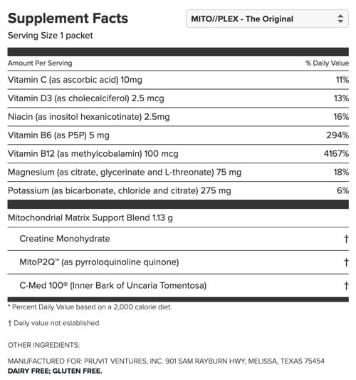 MitoPLEX Supplement Facts